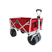 Mac Sports Heavy Duty Steel Frame Collapsible Folding 150 Pound Capacity Outdoor Beach Garden Utility Wagon Cart with 4 All Terrain Wheels, Red/Grey