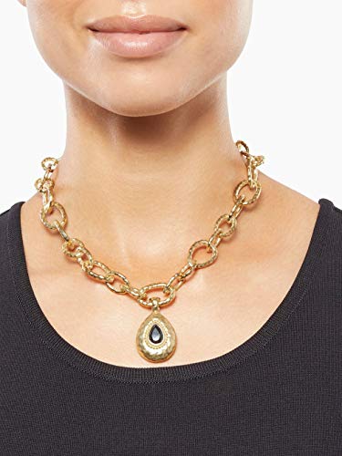 Misook Womens Necklace - Hammered Link Necklace with Removable Pendant