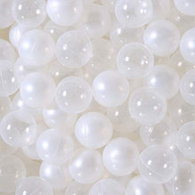 Load image into Gallery viewer, PlayMaty Ball Pool Pit Balls - 2.16inches Phthalate&amp;BPA Free Plastic Ocean Pearl White and Transparent Balls for Kids Toddlers and Babys for Playhouse Play Tent Playpen Party Decoration Pack of 100
