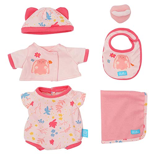 Manhattan Toy Baby Stella Welcome Baby 6 Piece Bringing Home Baby Doll Set with Hat, Bib, Onesie, Cardigan, Magnetic Pacifier and Blanket