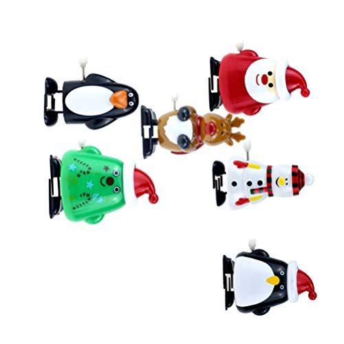 NUOBESTY Christmas Wind Up Toys, Educational Toys Clockwork Toy Practical Durable Walking Elk Toy Party Bag Stocking Filler Wind-up Toy for Christmas Party Kids - 7.5x5cm, 6Pcs