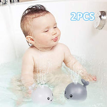 Load image into Gallery viewer, AOLIGE Baby Light Up Bath Toys for Kids ?2pcs? Whale Bath Toy Sprinkler Induction Sprinkler Bathtub Toys (2PCS White &amp; Grey Whale)
