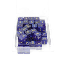 Load image into Gallery viewer, Royal Purple Borealis Dice Luminary with Gold Numbers D6 Aprox 16mm (5/8in) Pack of 50 Wondertrail
