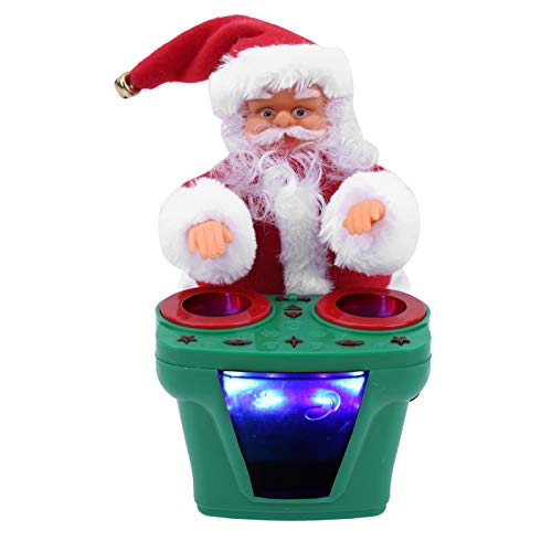 Santa Claus Toy Christmas Electric Drum Doll Music Toy Christmas Decoration Gift(Green)