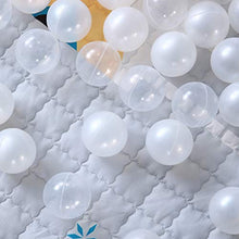 Load image into Gallery viewer, PlayMaty Ball Pool Pit Balls - 2.16inches Phthalate&amp;BPA Free Plastic Ocean Pearl White and Transparent Balls for Kids Toddlers and Babys for Playhouse Play Tent Playpen Party Decoration Pack of 100
