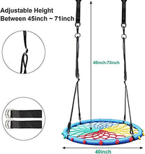 Load image into Gallery viewer, Saucer Tree Swing for Kids Adults, 750lb Weight Capacity 40 Inch Swing Set Outdoor Rope Tree Swing with Big Saucer 2pcs 10ft Tree Hanging Straps, Multicolor
