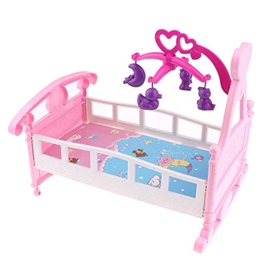 ZKS-KS Assembly Dolls House Miniature Bed Colorful Baby Doll Cribs Cradle Toy for Mel-chan Baby Doll Furniture Toys Decoration