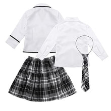 Load image into Gallery viewer, JEEYJOO Girls Anime Cosplay Costume School Uniform Outfits Long Sleeve Jacket Shirt Tie Skirt Set White 4-5
