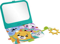Fisher-Price Crinkle Crew Activity Mirror, Take-Along Infant Toy with Large Mirror for Tummy Time Play, Multi