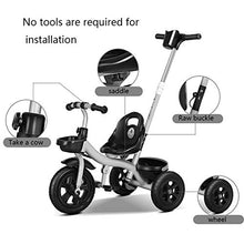 Load image into Gallery viewer, Tricycle,4 in 1 Childrens |Folding Tricycle |for 6 Months to 5 Years Foldable| 3 Wheel Push Trikes|Black|Green|Red|72X48X92CM (Color : Black)
