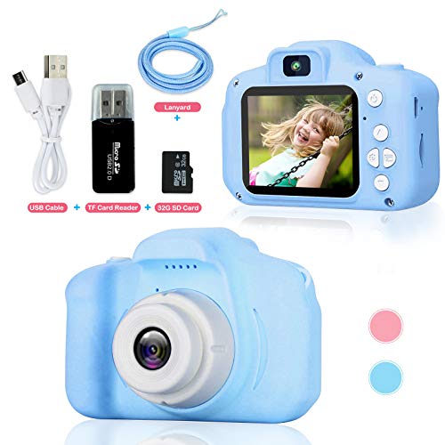 Upgrade Kids Camera for Toddlers, Christmas Birthday Gifts for Age 3-9 Girls and Boys HD Digital Video Camera, Mini Play Camera for 3 4 5 6 7 8 9 Year Old Boys with 32GB SD Card