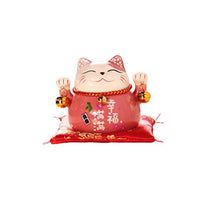 Garneck Lucky Cat Piggy Bank with Two Bells Ceramic Maneki Neko Kitty Coin Bank Porcelain Money Change Pot 2022 New Year Ornament Feng Shui Decor