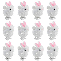 3 otters Wind Up Toys for Kids, 12PCS Bunny Party Favors Wind-Up Jumping Rabbit Novelty Toys, Birthday Favors Toys White and Pink