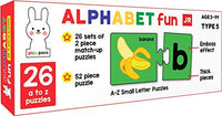 Play Poco Alphabet Fun Type 5 (Small Letters) - 52 Piece Alphabet Matching Puzzle - 7 Different Ways to Play and Learn - Includes 52 Thick Puzzle Cards with Beautiful Illustrations