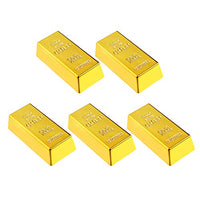 PRETYZOOM 5pcs Plastic Gold Bars Shiny Fake Bullion Brick Movie Prop Joke Toy for Play Gold Party Pirate Party Treasure Hunt Game 6x2.8x1.7cm