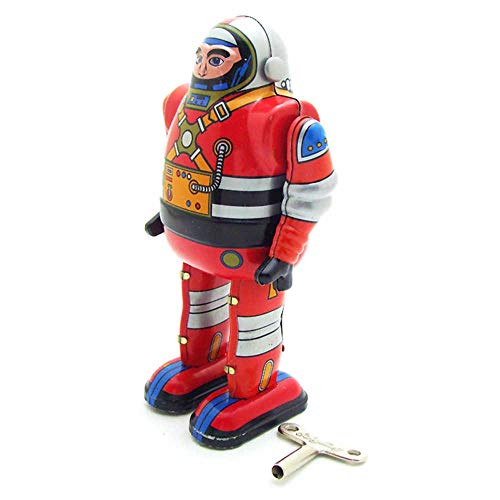 Charmgle MS650 Astronaut Robot Tin Toy Adult Collection Toy Novelty Gifts Wind-Up Toy Home Decoration House Decor (Red)