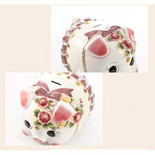 Load image into Gallery viewer, Piggy Bank Embossed Rose Small Charming Pig Ceramic Piggy Bank Large Capacity Coin Bank Money Bank for Kids
