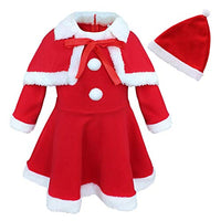 Yeahdor Toddler Girls Christmas Santa Mrs Claus Costume Red Dress with Shawl Hat Xmas Cosplay Party Outfits Red Outfit 24 M