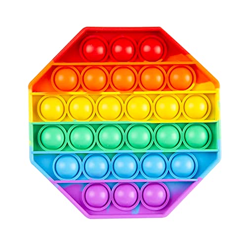 Push Pop Bubble Fidget Sensory Toy - for Autism, Stress, Anxiety - Kids and Adults (Rainbow Octagon)