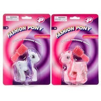 GIRLS TOY FASHION PONY WITH GROOMING BRUSH BLISTER CARDED - Assorted colors sent at random- 1 pony only !