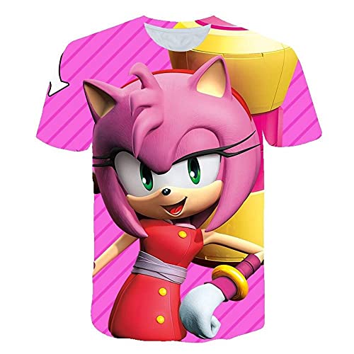 Boys Cartoon Rose Sonic Clothes Girls 3D Funny T-Shirts Costume Children Spring Clothing Kids Tees Top Baby T Shirts (Style 2, 11-12T)