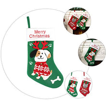 Load image into Gallery viewer, Toyvian Christmas Stockings Hanging Non Woven Stockings with Merry Christmas and Green Antlers Dog Christmas Fireplace Stockings Decorations for Indoor Home Office Mall
