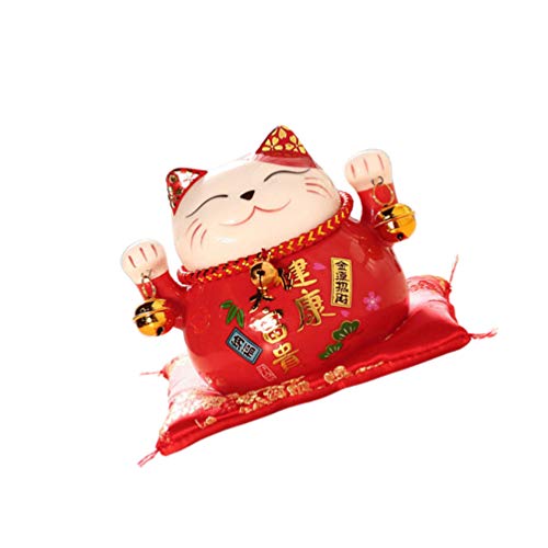 IMIKEYA Lucky Cat Ceramic Maneki Neko Lucky Cat Coin Bank Animal Money Bank Money Holder Saving Pot for Girls Boys Birthday Party Favors Red Cat Bank