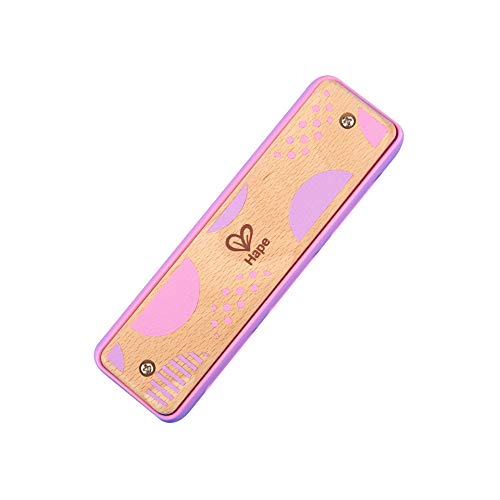 Hape Blues Harmonica | 10 Hole Wooden Musical Instrument Toy for Kids, Pink (E8918)