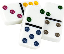 Load image into Gallery viewer, SKKSTATIONERY 28 Pcs Double 6 Color Dot Dominoes Game, White Domino in Tin Box.
