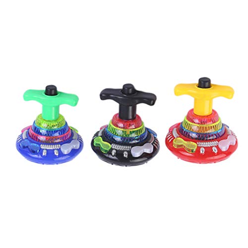 SOIMISS 3pcs Funny Flashing Music Gyro Spinning Top Gyrator LED Shining Toys Party Supplies for Kids (Random Color)