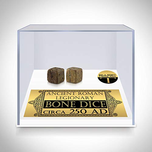 RARE-T Bone Dice - Pair of Ancient Roman Legionary Bone Dice - Circa 250 AD Custom Museum Display - Dice with Display