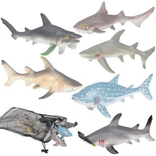 Load image into Gallery viewer, ArtCreativity Shark Figures in Mesh Bag - Pack of 6 Sea Creature Figurines in Assorted Designs, Bath Water Toys for Kids, Shark Party Favors for Toddlers, Boys, and Girls, Ocean Life Party Decor
