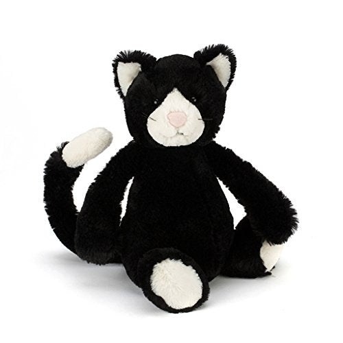 Jellycat Bashful Black and White Cat Stuffed Animal, Medium, 12 inches