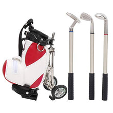 Load image into Gallery viewer, Keenso Golf Bag Pen Set, Desktop Golf Pen Set 3 Ballpoint Pens and Mini Bag Zinc Alloy Golf Pen Holding Bag(Red &amp; White) Golf
