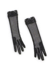 Load image into Gallery viewer, Falcon Miniatures Dollhouse Miniature Pair Sheer Black Ladies Gloves
