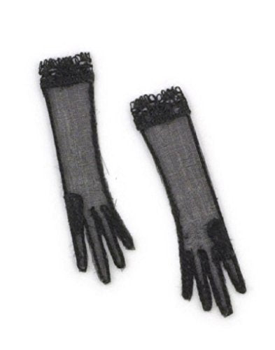 Falcon Miniatures Dollhouse Miniature Pair Sheer Black Ladies Gloves