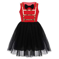 FEESHOW Little Girls Show wear Circus Ringmaster Costumes Halloween Fancy Dress up Outfit Tank Top Tutu Skirt Black&Red 4T
