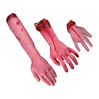 DHZYY 3 Pcs Fake Body Part,Halloween Severed Hand Arm Set,Scary Bloody Broken Body Parts for Halloween Props Haunted House Prank Decoration