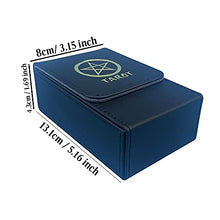 Load image into Gallery viewer, Black Lotus 80 Cards Capacity Tarot Storage Box PU Leather Oracle Organizer Case Game Double Layer Collection Flip Cover Holder (Blue), (tarot box)
