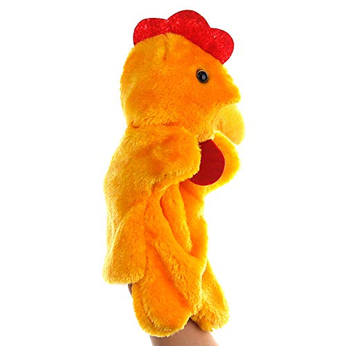 Cuteam Hand Puppet, 27cm Rooster Hen Animal Plush Doll Hand Glove Puppet Kids Intelligent Toy Gift Yellow Hen