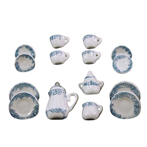 Galand Doll House Miniature Mini Ceramic Tea Set Model Fairy Garden Decor Ornaments,Mini Ceramic Tea Set C