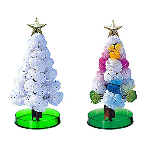 Futomcop 2 PCS Magic Growing Crystal Christmas Tree Presents Novelty Kit for Kids Funny Educational and Party Toys (White)