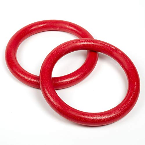 AP Plus Ninja Warrior Rings - Set of 2 Large Red, Traverse Gymnastics Climbing, with use on Obstacle Courses and Slack Lines, Outdoor Playground Equipment Accessories, Training