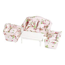 Load image into Gallery viewer, discountstore145 Mini Doll Furniture Dollhouse Furniture Scene Mini Floral Print Sofa Set Decor Toy DIY Crafts Props Light Pink
