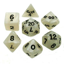 Load image into Gallery viewer, Koplow 2981 Pearl Polyhedral Gray With Black Dice Set 7
