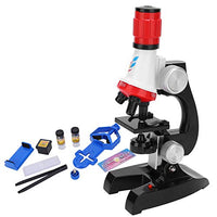 Kids Microscope Toy Set, 100X 400X 1200X LED Biological Magnification Kids Science Toys Early Learning STEM Science for Boys Girls Students(Red)