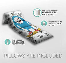 Load image into Gallery viewer, Kids Floor Pillow Skater Illustration with Cool Slogans Skate Shoes and Pillow Bed, Reading Playing Games Floor Lounger, Soft Mat for Slumber Party, for Kids, King Size
