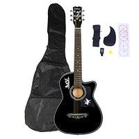 Knocbel 38 Inches Basswood Beginner Acoustic Guitar Starter Kit with Storage Case, LCD Tuner, Strap, Strings, Picks & Pickguard