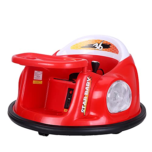 Bumper car for Kids, 12V Kids Electric Ride On Bumper Car 360 Spin Ride On Vehicles for Girls Boys Toddler Kids Rechargeable Gift car with Dinner Plate Colorful Lights (RED)