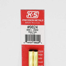 Load image into Gallery viewer, K&amp;S Precision Metals 9824 Round Brass Tube, 6mm O.D. X .45mm Wall Thickness X 300mm Long, 2 Pieces per Pack, Made in The USA
